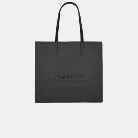 Shopping Bag Frasette in lino grezzo grigio stampa logo M 
