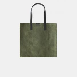 Shopping Bag Frasette in pelle scamosciata verdone graffiata M 