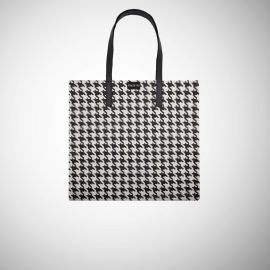 Shopping Bag Frasette in pelle scamosciata panna pied de poule M 