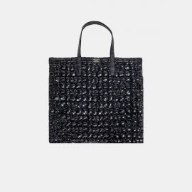 Shopping Bag Frasette in eco pelle bolle nera M 