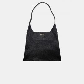 W Bag Frasette in pelle nera glitter M 