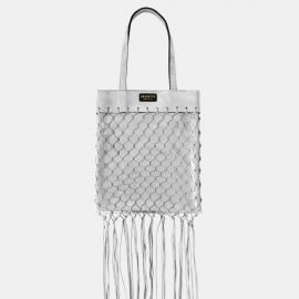 Net Bag Frasette in pelle laminata argento e rete TU