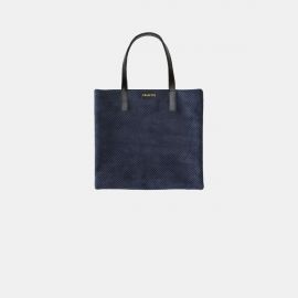 Shopping Bag Frasette in pelle blu traforata S