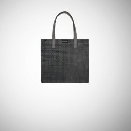 Shopping Bag Frasette in pelle grigia stampa optical S