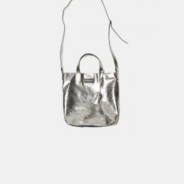 Sack Bag Frasette in pelle argento specchio S
