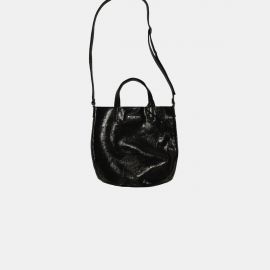 Sack Bag Frasette in pelle nera glitter S