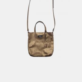 Sack Bag Frasette in pelle glitter bronzo S