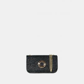 Mini bag Frasette in pelle glitter nera TU